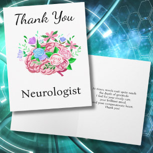 Neurologist Thank You Brain With Flowers Card