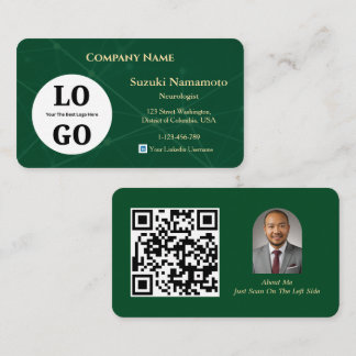 Neurology Business Card Custom Logo Emerald Green