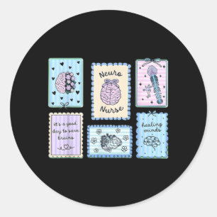 Neurology Neuro Nurse Stamp Work Neuro Icu Crew Classic Round Sticker