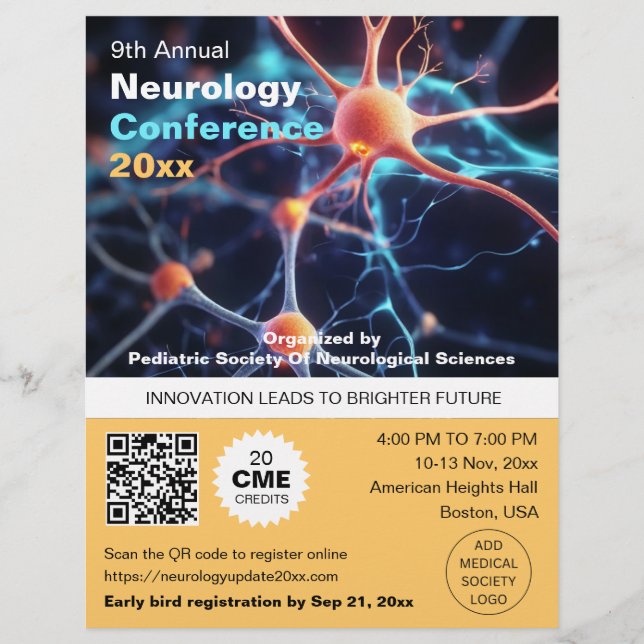 Neurology Neurosurgery Medical Conference QR Code  Flyer (Front)