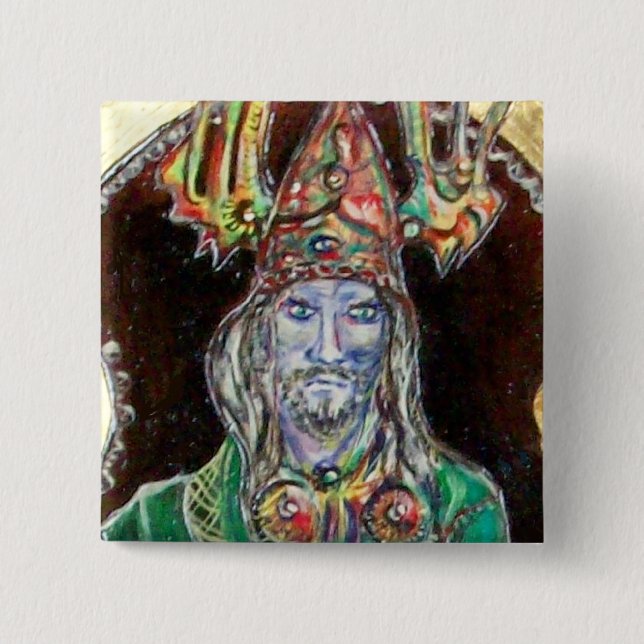 NEUROMANCER, blue red 15 Cm Square Badge (Front)