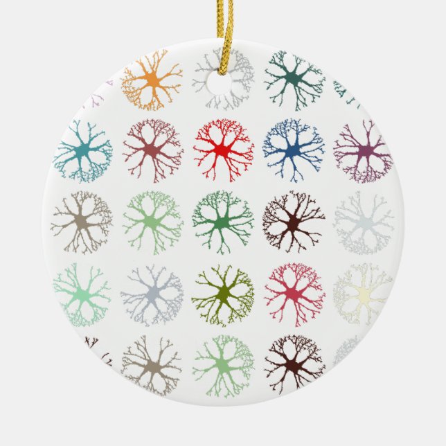 Neuronal Abstract Multicolour Art Throw Pillow Ceramic Ornament (Front)