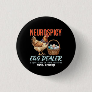 Neurospicy Egg Dealer Vintage Hen Rare Textures  3 Cm Round Badge
