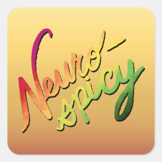 Neurospicy (Hand-Lettered Gradient Text) Square Sticker