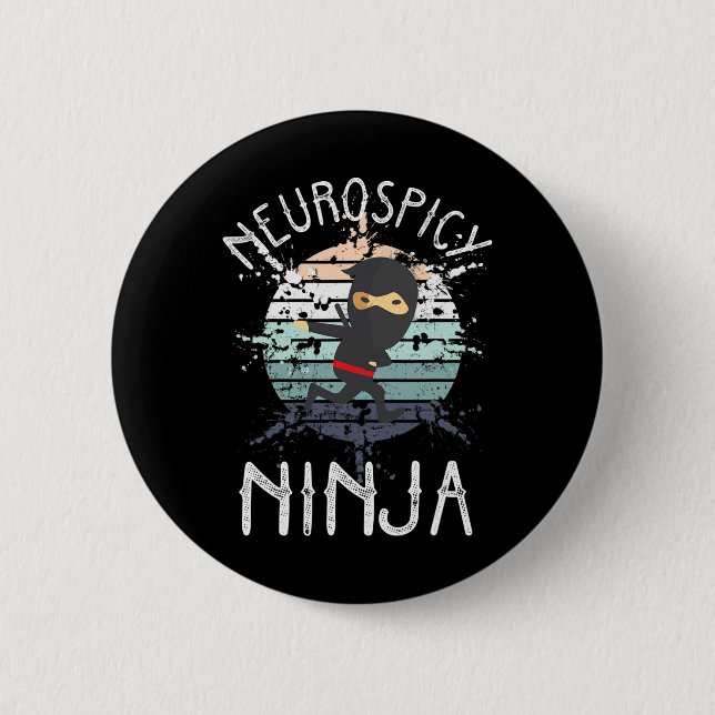Neurospicy Ninja Autism Awareness Neurodiverse Adh 6 Cm Round Badge (Front)