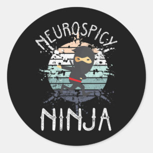 Neurospicy Ninja Autism Awareness Neurodiverse Adh Classic Round Sticker