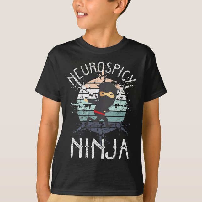 Neurospicy Ninja Autism Awareness Neurodiverse Adh T-Shirt (Front)