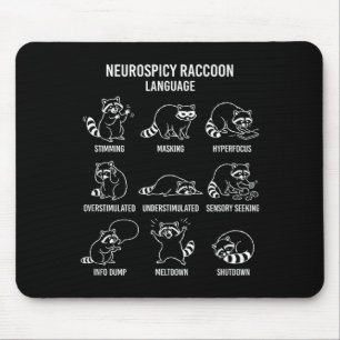 Neurospicy Raccoon Language Fun Autism Illustratio Mouse Pad
