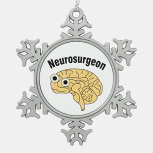 Neurosurgeon Brain Snowflake Pewter Christmas Ornament