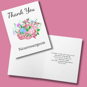 Neurosurgeon Thank You Brain With Flowers Card