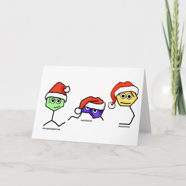 Neurotransmitters in Santa Hats Holiday Card (Front)