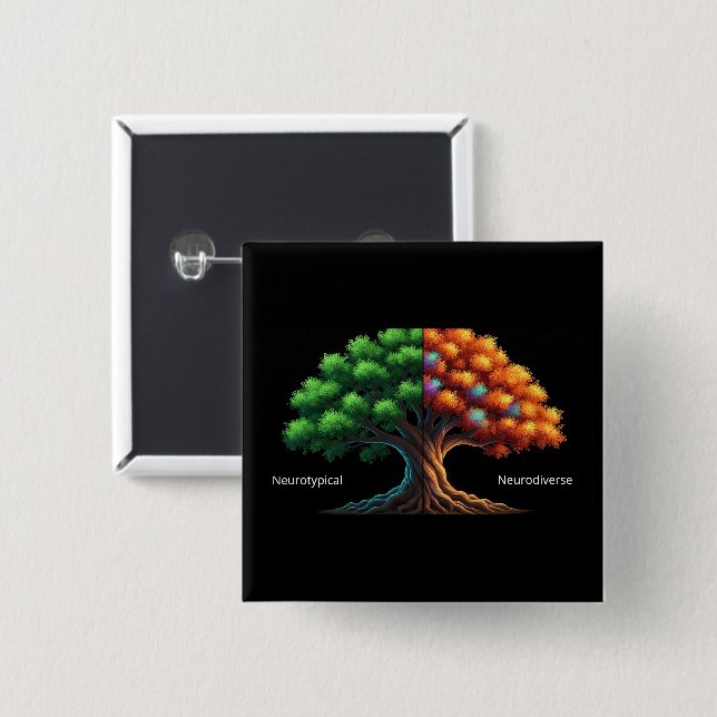 Neurotypical vs. Neurodiverse 15 Cm Square Badge (Front & Back)