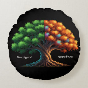 Neurotypical vs. Neurodiverse Round Cushion