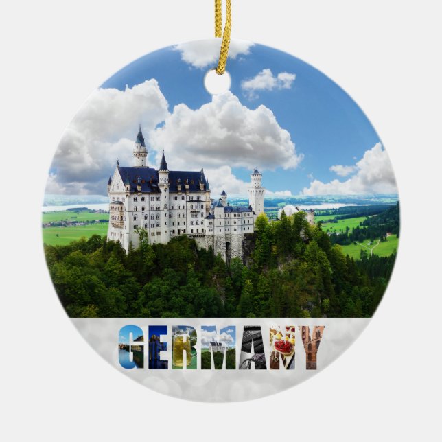 Neuschwanstein Castle Bavaria Germany Photo Ceramic Ornament (Front)