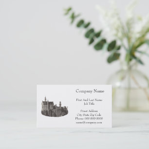 Neuschwanstein Castle Black and White Historic Art Business Card