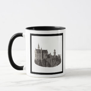 Neuschwanstein Castle Black and White Historic Art Mug