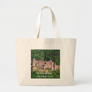 Neuschwanstein Castle Frankfurt & German Quote Large Tote Bag