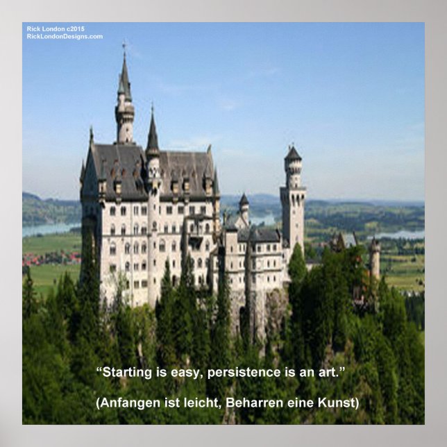 Neuschwanstein Castle & German Saying Poster (Front)