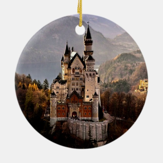 Neuschwanstein Castle Germany Ceramic Ornament (Back)