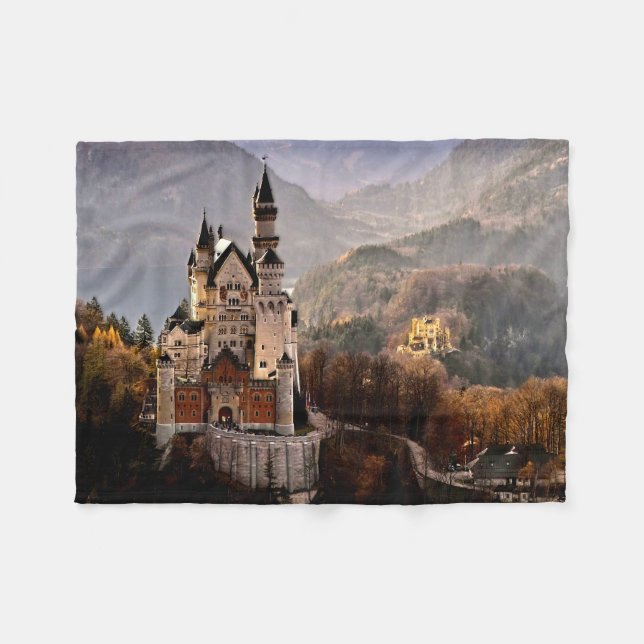 Neuschwanstein Castle Germany Fleece Blanket (Front (Horizontal))