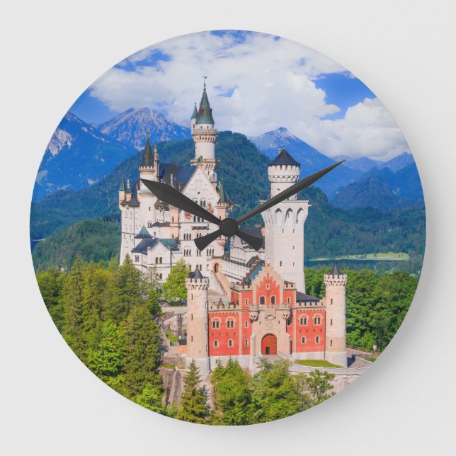 Neuschwanstein Castle Germany Large Clock (Front)