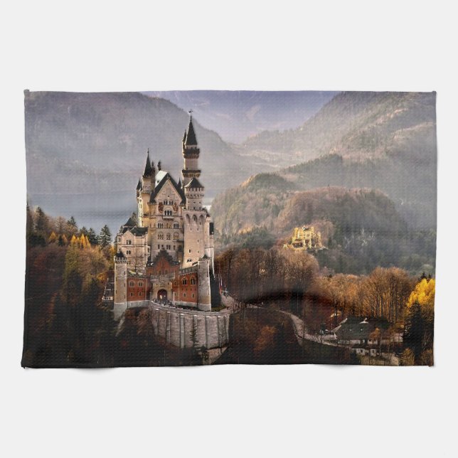 Neuschwanstein Castle Germany Tea Towel (Horizontal)