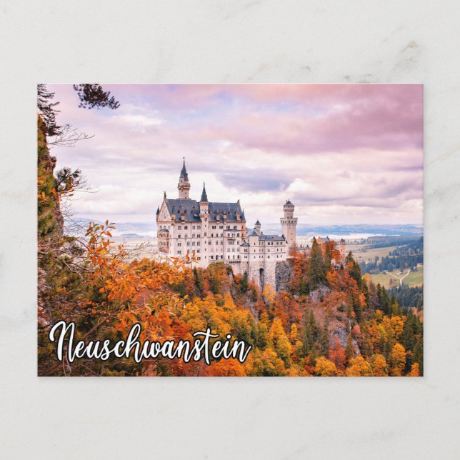 Neuschwanstein Castle In Autumn Postcard (Front)