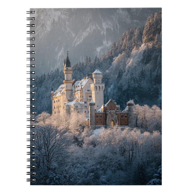 Neuschwanstein Castle in Winter Light Notebook (Front)