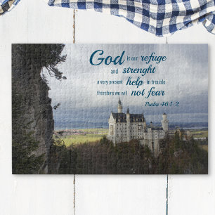 neuschwanstein castle, psalm 46 1-2 20" x 30" jigsaw puzzle