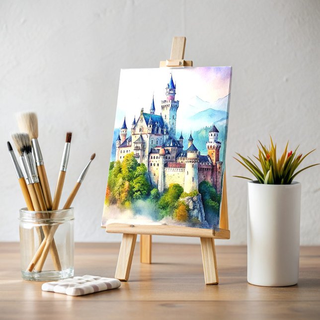 Neuschwanstein Castle Watercolor Painting Postcard (Creator Uploaded)
