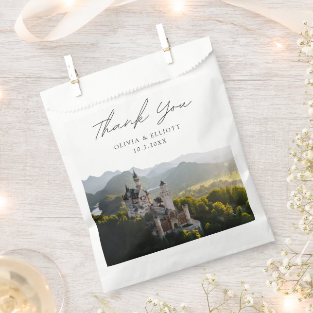 Neuschwanstein Castle Wedding Photo Thank You Favour Bag (Clipped)