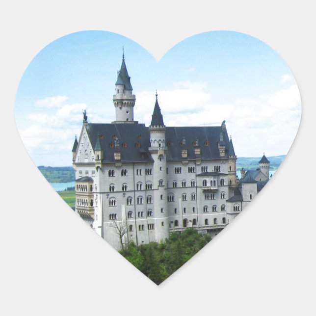 Neuschwanstein panorama heart sticker (Front)