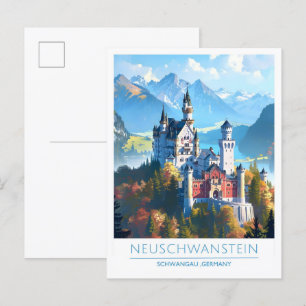 Neuschwanstein Schwangau Germany Vintage Travel Postcard