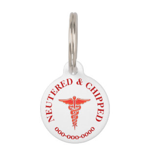 Neutered chipped pet medical history DIY Tag