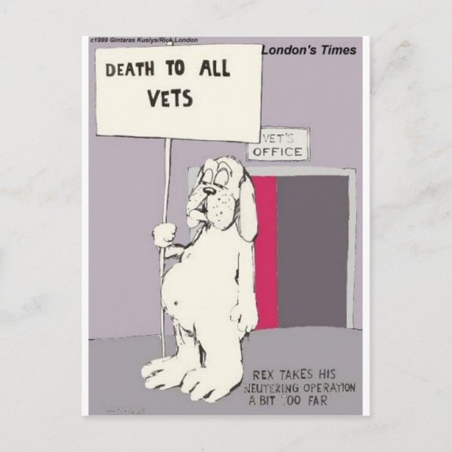 Neutered Dog Fights Back Funny Gifts & Tees Postcard (Front)