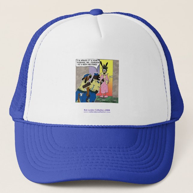 Neutered Dog Funny Cartoon On Quality Cap (Front)