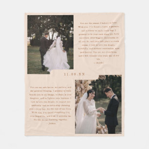 Neutral 2 Photo Couple Wedding Vows Fleece Blanket