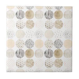 Neutral Abstract Circle Pattern Ceramic Tile