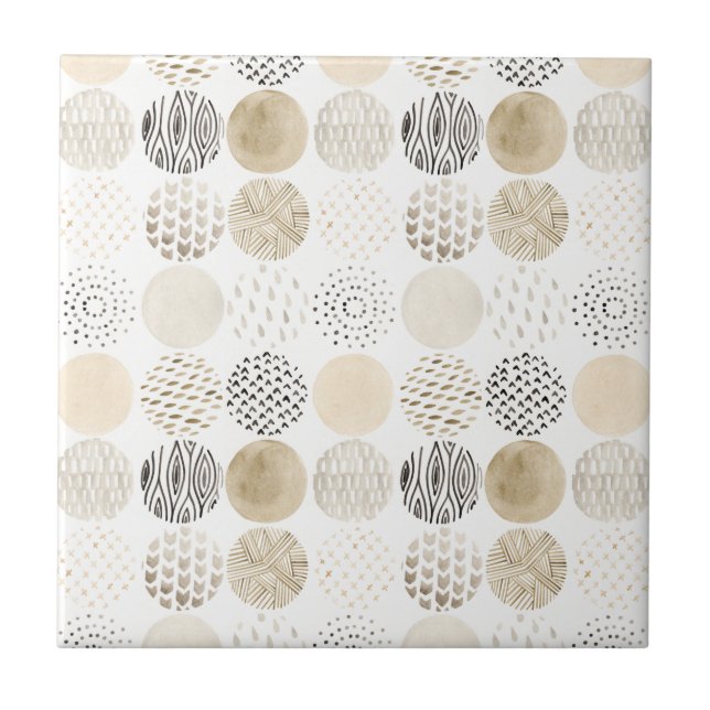 Neutral Abstract Circle Pattern Ceramic Tile (Front)