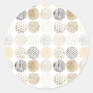 Neutral Abstract Circle Pattern Classic Round Sticker