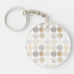 Neutral Abstract Circle Pattern Key Ring