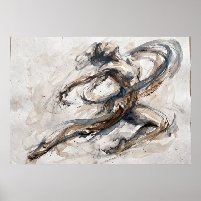 Neutral Abstract Figure Movement Poster (Front)