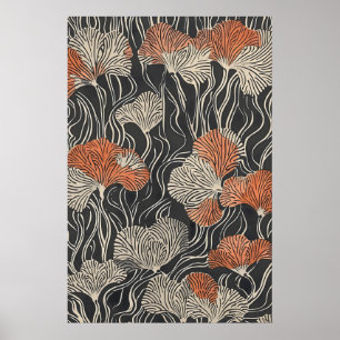 Neutral Abstract Floral Pattern Wall - Vintage Poster