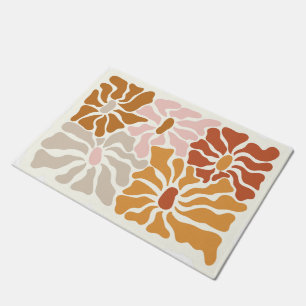 Neutral Abstract Flower Hippie Doormat