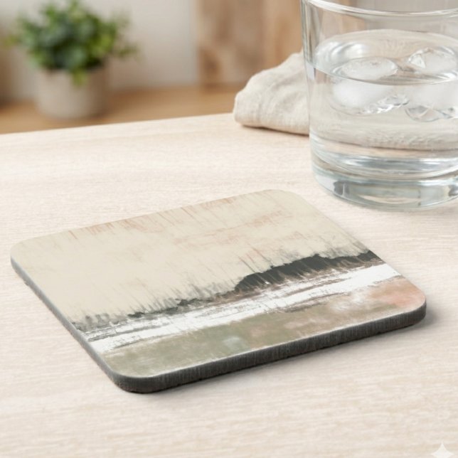 Neutral abstract landscape coaster (This neutral abstract landscape makes a soothing addition to a home as a housewarming gift.)