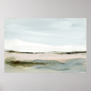 Neutral Abstract Landscape Watercolor Horizontal Poster