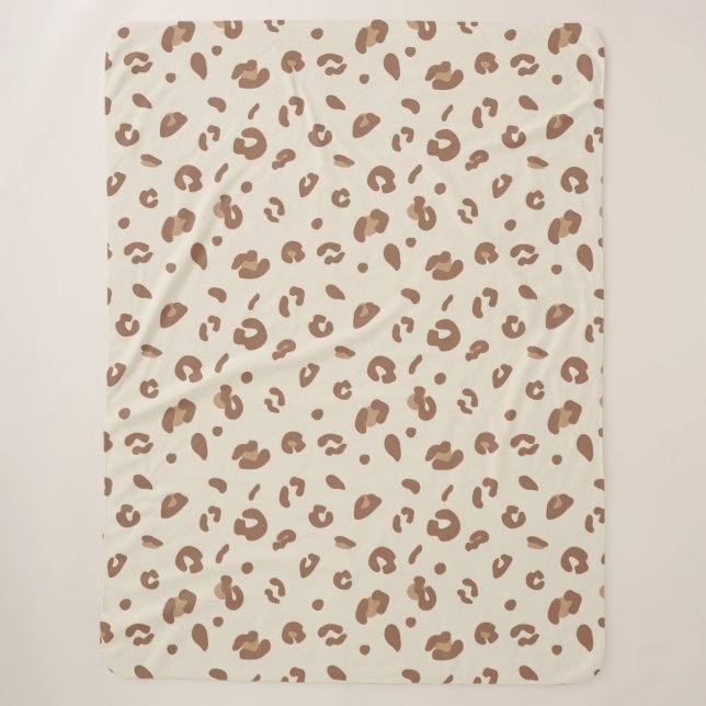 Neutral Abstract Leopard Print Pattern | Modern An Sherpa Blanket (Front)