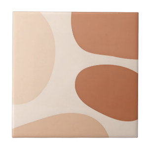 Neutral Abstract Organic Shapes Boho Minimalist Ceramic Tile