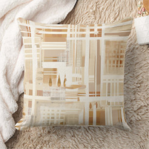 Neutral Abstract Plaid Muted Boho Cushion