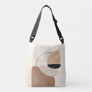 Neutral Abstract Shapes Minimal Modern Fine Art Crossbody Bag